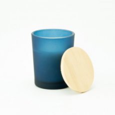 Geurkaars Met Houten Deksel  groot blauw